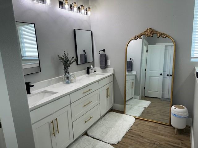 351 Mesa Ridge Decatur, TX 76234 - Photo 12 of 29 Bathroom with double vanity and wood finished floors