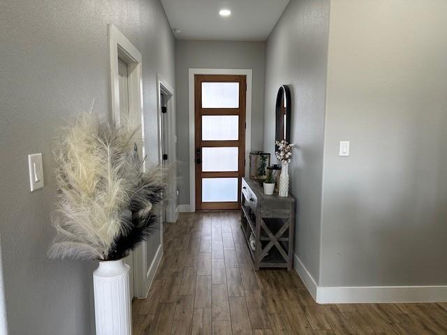 351 Mesa Ridge Decatur, TX 76234 - Photo 8 of 29 Entryway with wood finished floors, a textured wall, and recessed lighting