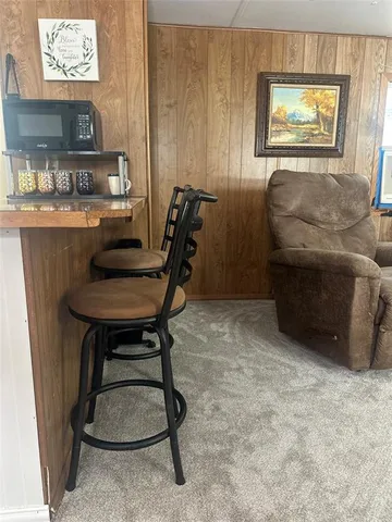 a workspace with furniture and a window