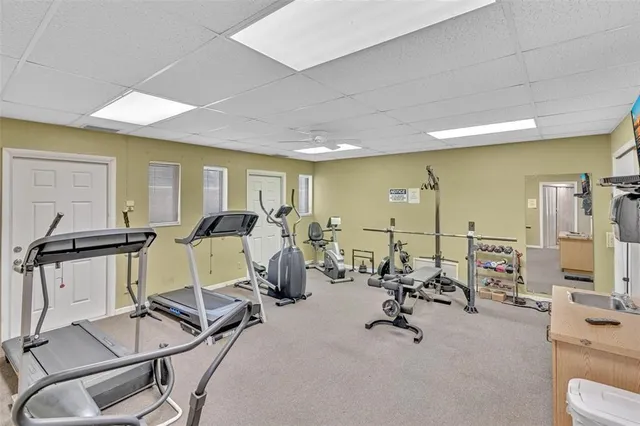 a view of a room with gym equipment