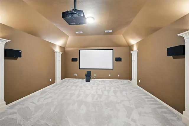 a view of a room with a large window