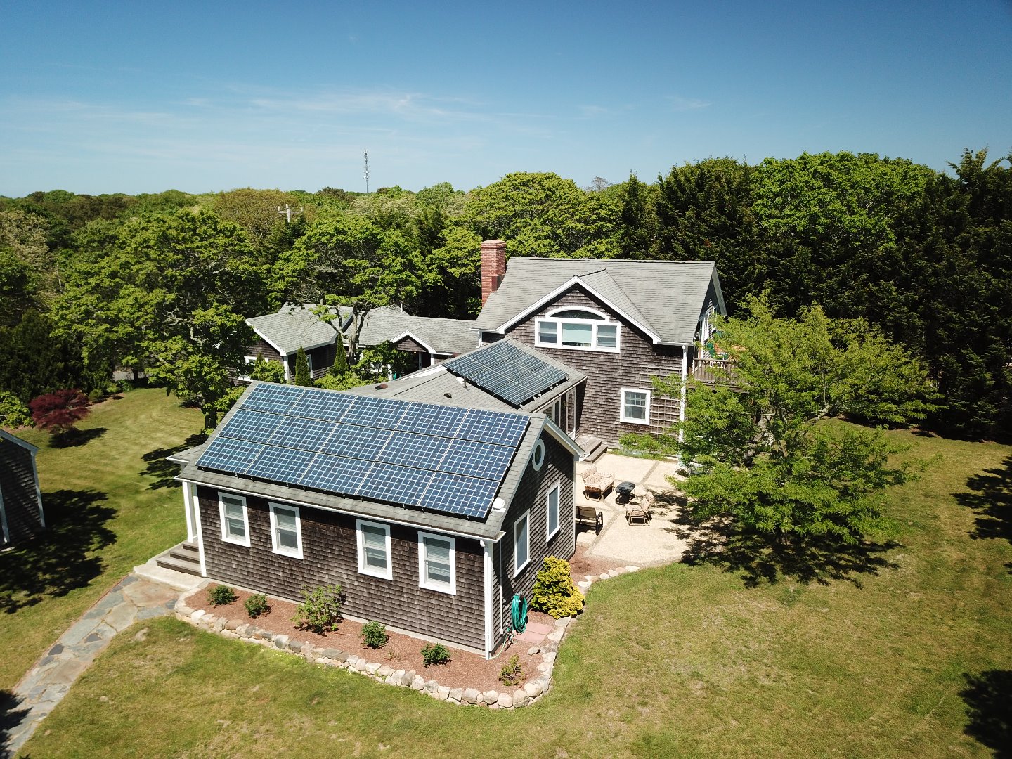 16 Meshacket Road Edgartown, MA 02539 - Photo 3 of 41 an aerial view of a house with a yard
