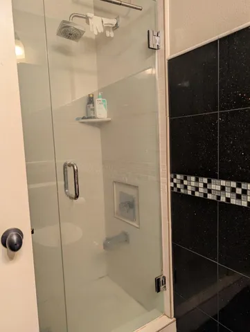 a bathroom with a shower