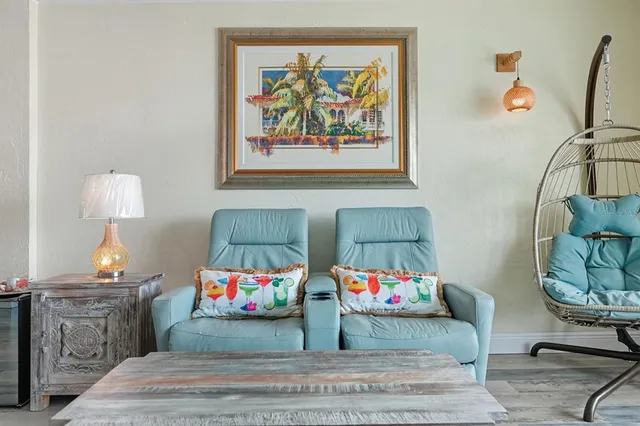 a living room with furniture and a couch