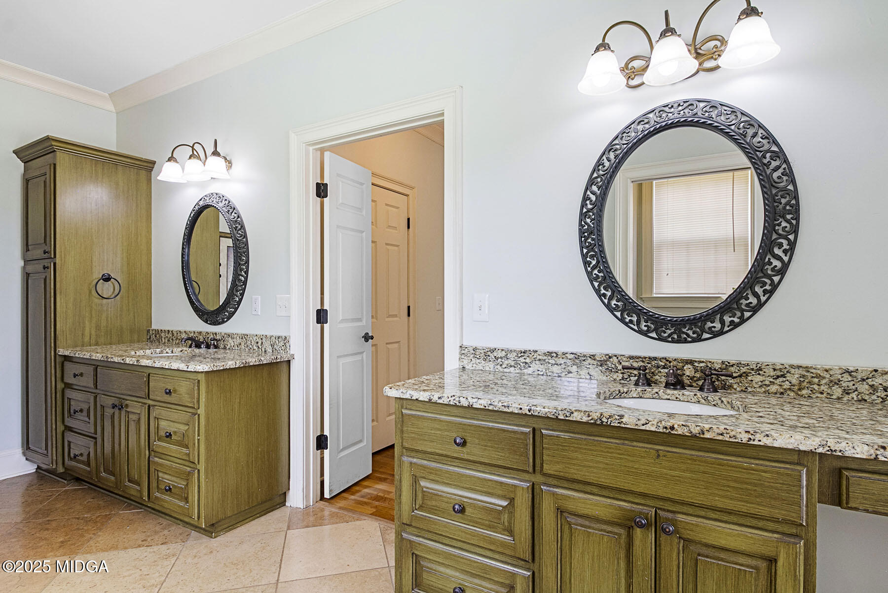 532 King Road Forsyth, GA 31029 - Photo 19 of 47 a bathroom with a granite countertop mirror and a sink