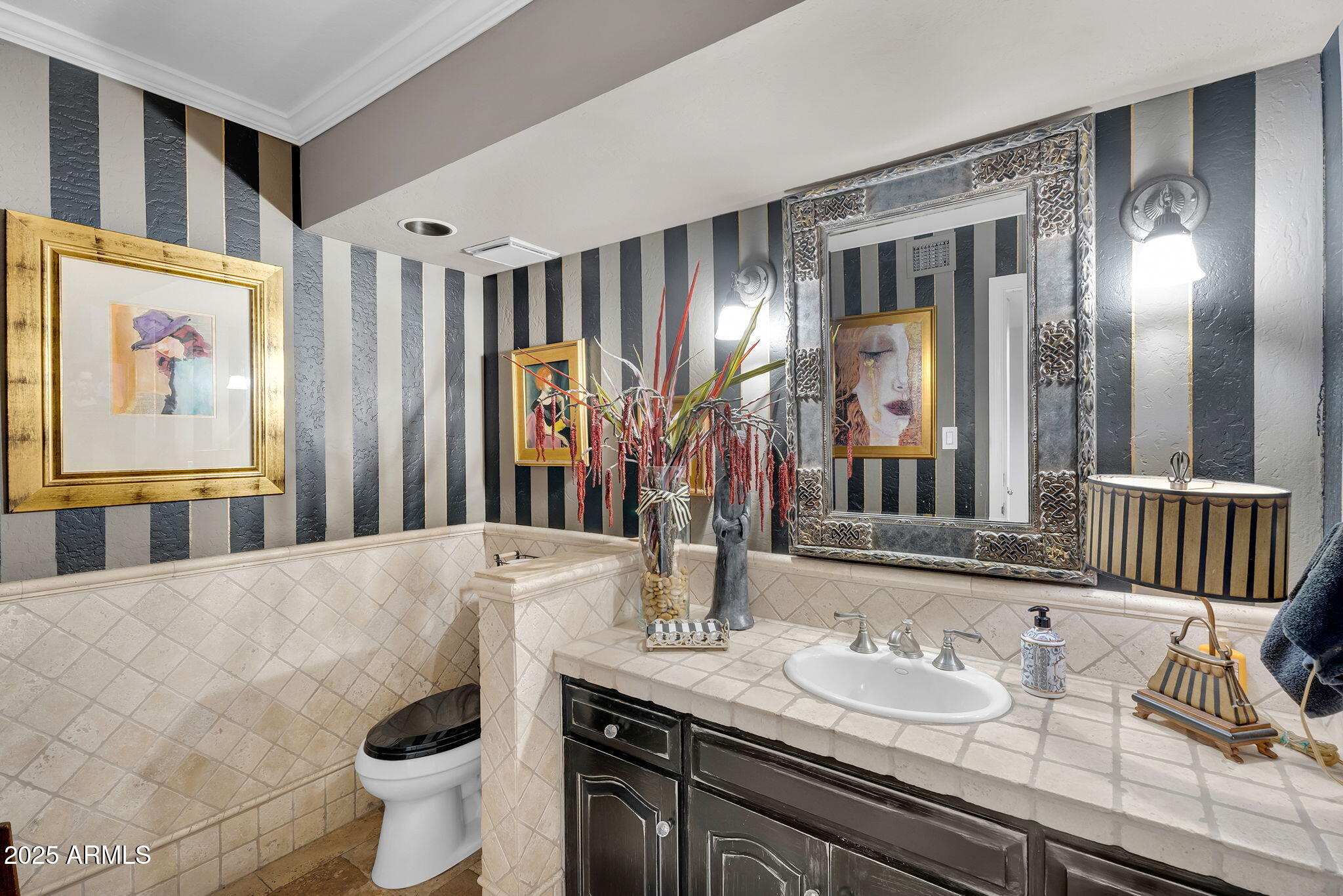 6701 North Scottsdale Road, Unit 16 Scottsdale, AZ 85250 - Photo 26 of 83 a bathroom with a granite countertop sink and a mirror