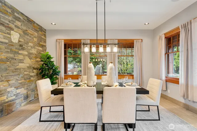 a outdoor space with patio furniture and windows