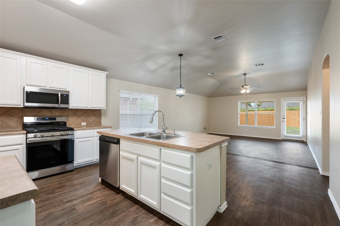 4009 Veiled Falls Drive Pflugerville, TX 78660 - Photo 6 of 26 a kitchen with a stove and a sink