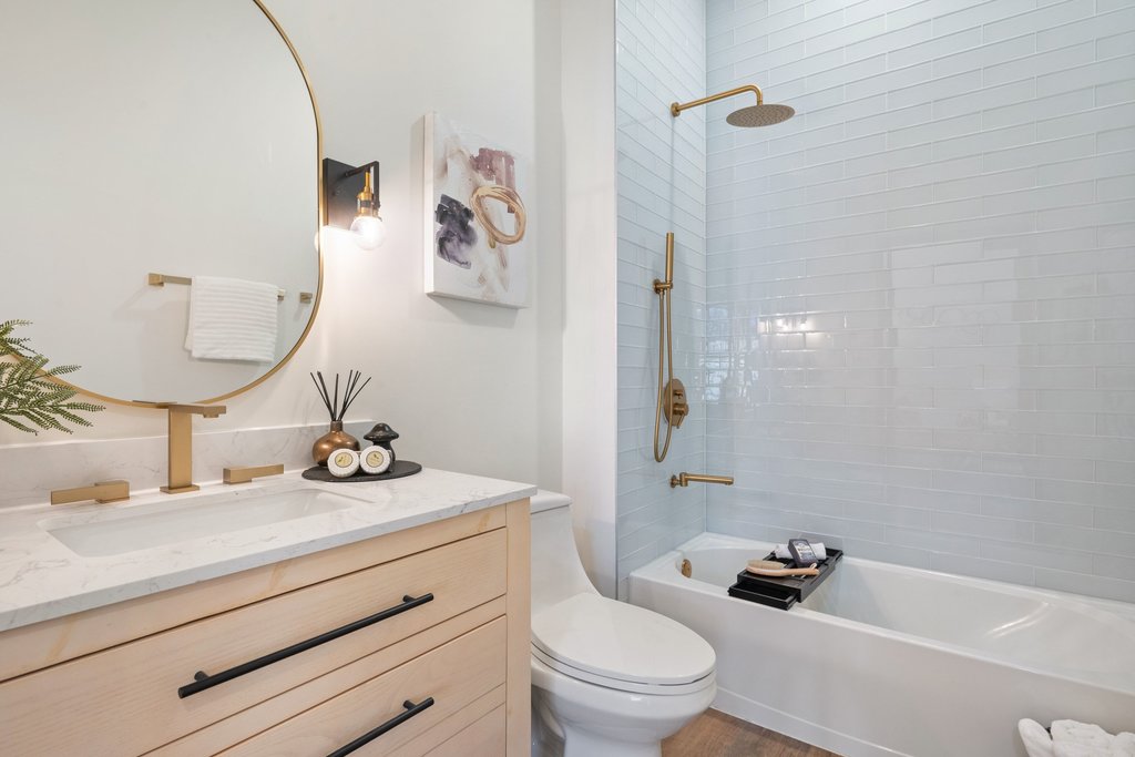 2450 Wickersham Lane, Unit 2012 Austin, TX 78741 - Photo 9 of 36 Full bathroom featuring vanity and shower / tub combination