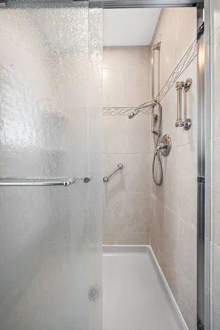a bathroom with a shower