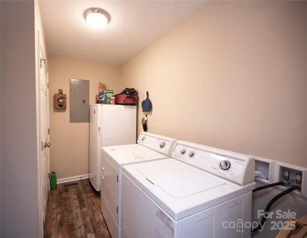 a utility room with dryer and washer