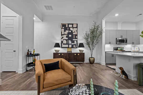 a living room with furniture