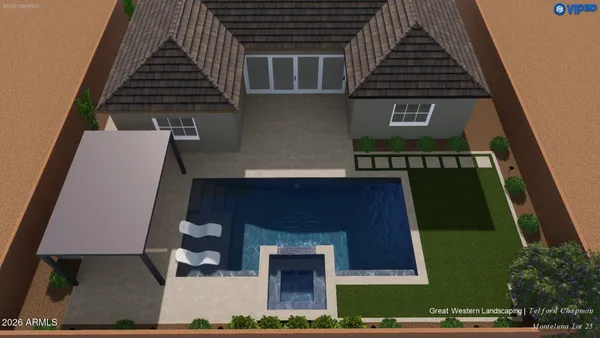 an aerial view of a house