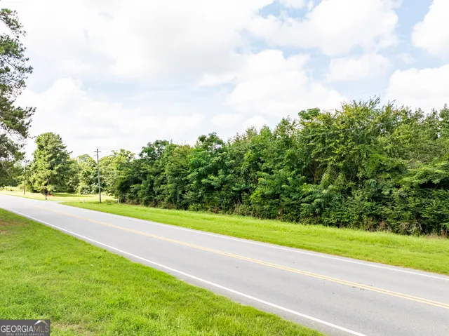 a view of a yard with an trees
