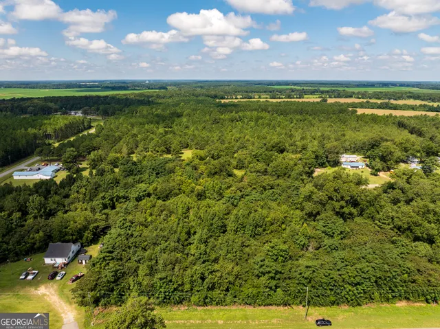 a view of a yard with a garden