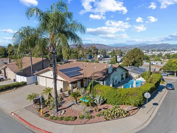 a view of a swimming pool with a garden