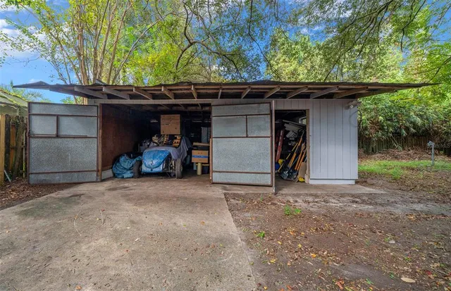 a view of a car garage