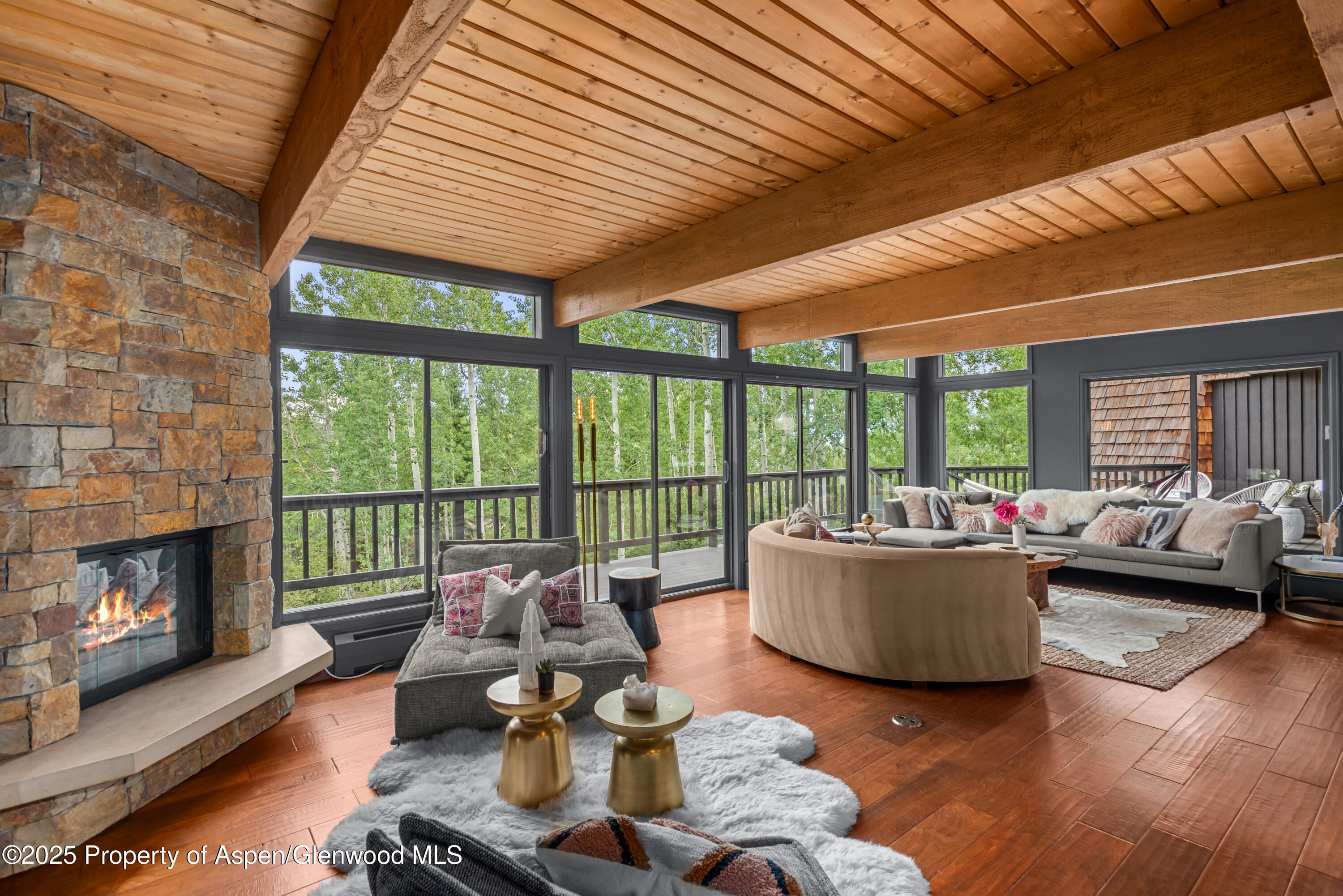 49 Elk Ridge Lane Snowmass Village, CO 81615 - Photo 4 of 38 a living room with furniture and a fireplace