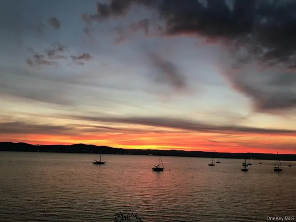 a view of a lake with a city view
