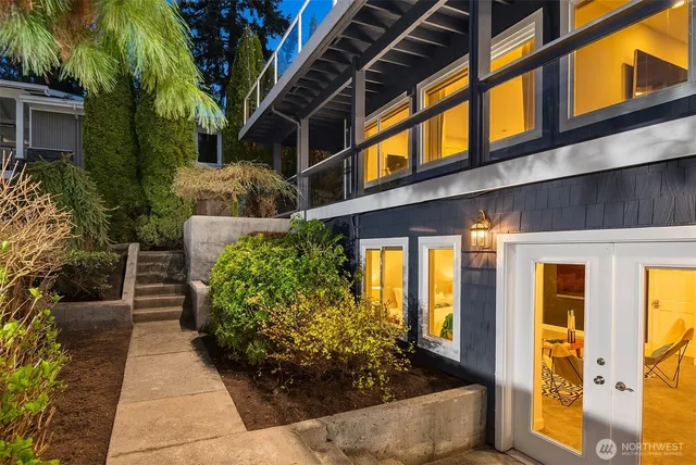 a view of balcony with furniture