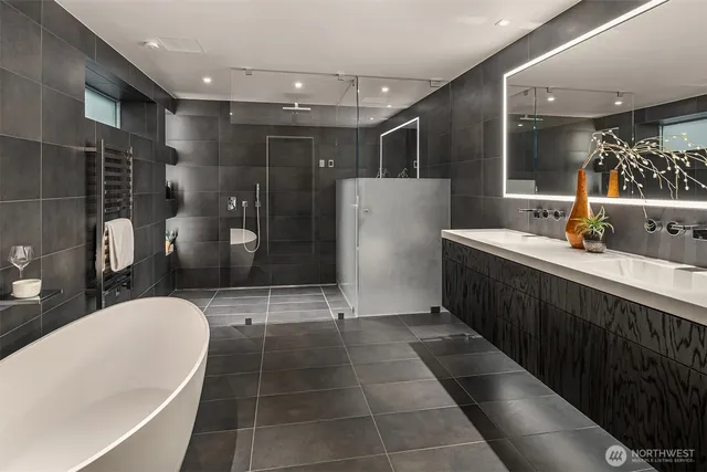 a view of a bathtub in a bathroom