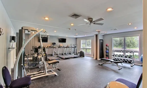 a view of a room with gym equipment