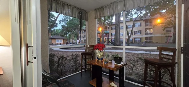 a view of an outdoor space with seating area