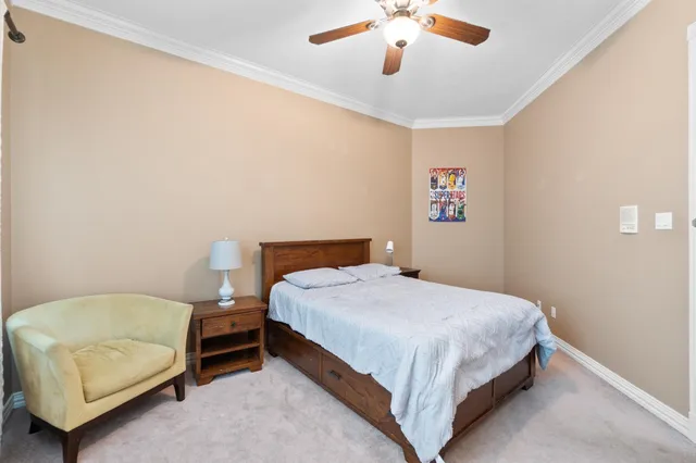 a bedroom with a bed and a couch