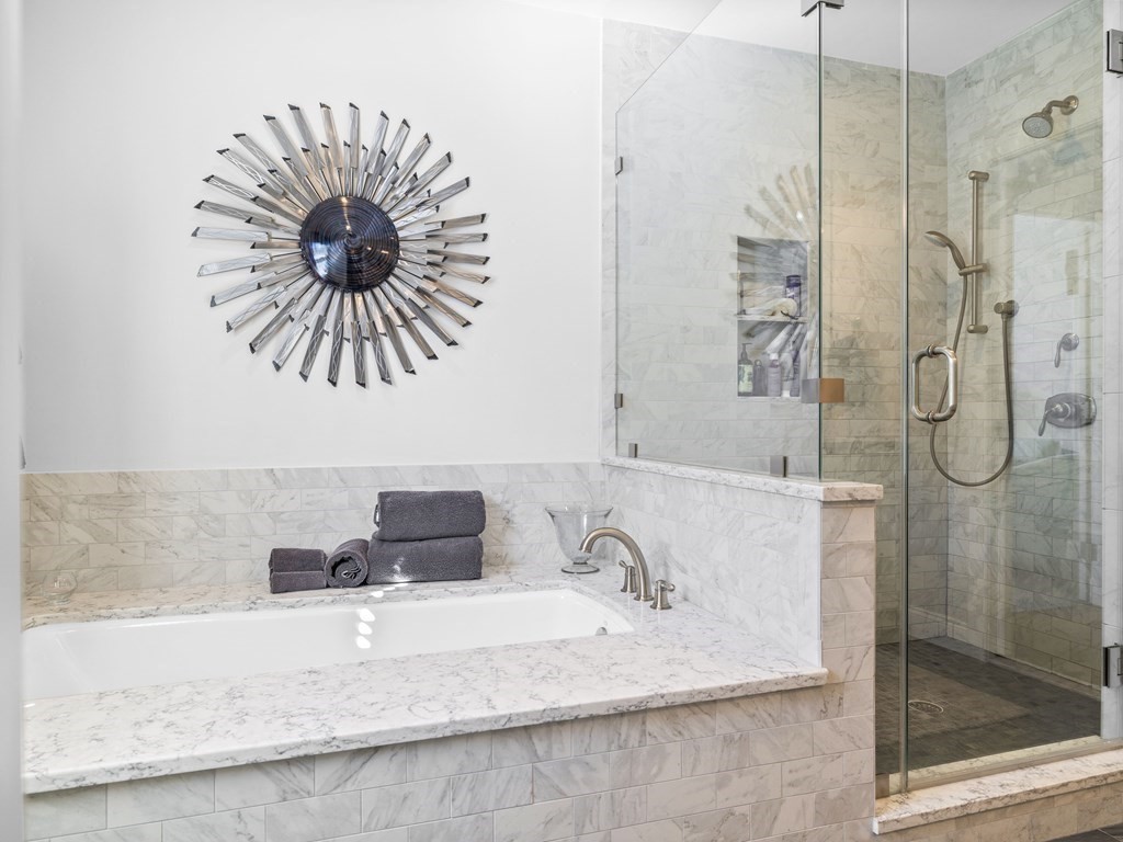 35 Lehigh Road Wellesley, MA 02482 - Photo 17 of 23 a bathroom with a granite countertop sink a mirror and shower