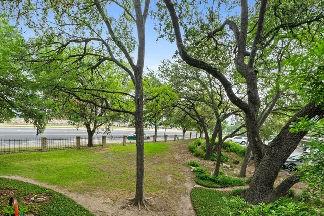 a balcony with street view