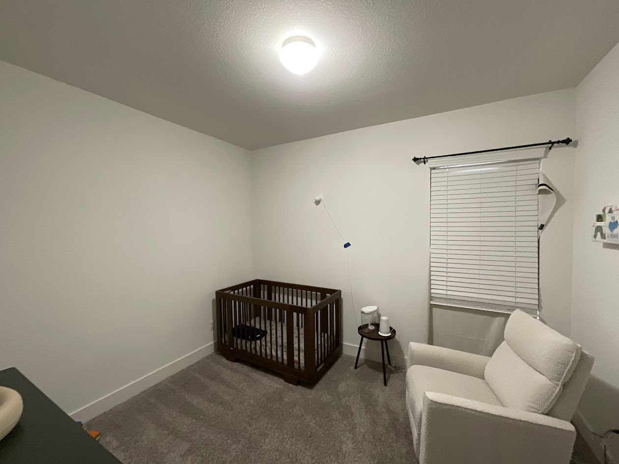 624 Golden Glory Road Leander, TX 78641 - Photo 21 of 39 Spacious room featuring neutral-toned walls, plush gray carpeting, a large window with horizontal blinds, and a ceiling-mounted light fixture