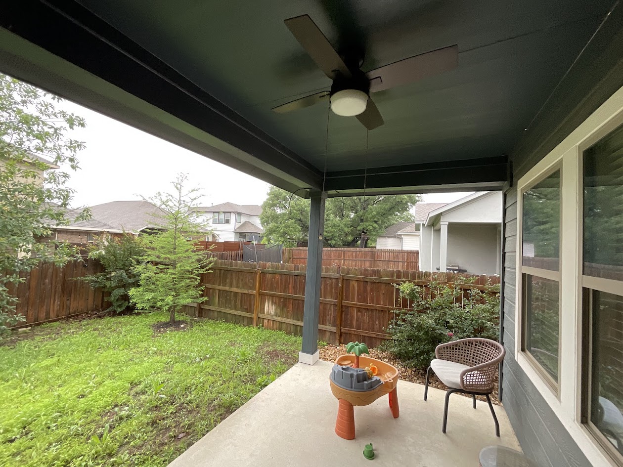 624 Golden Glory Road Leander, TX 78641 - Photo 28 of 39 Covered concrete patio featuring a ceiling fan with integrated lighting