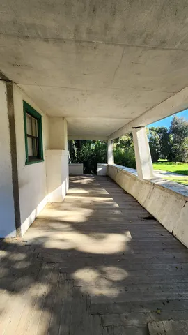 a view of swimming pool from window