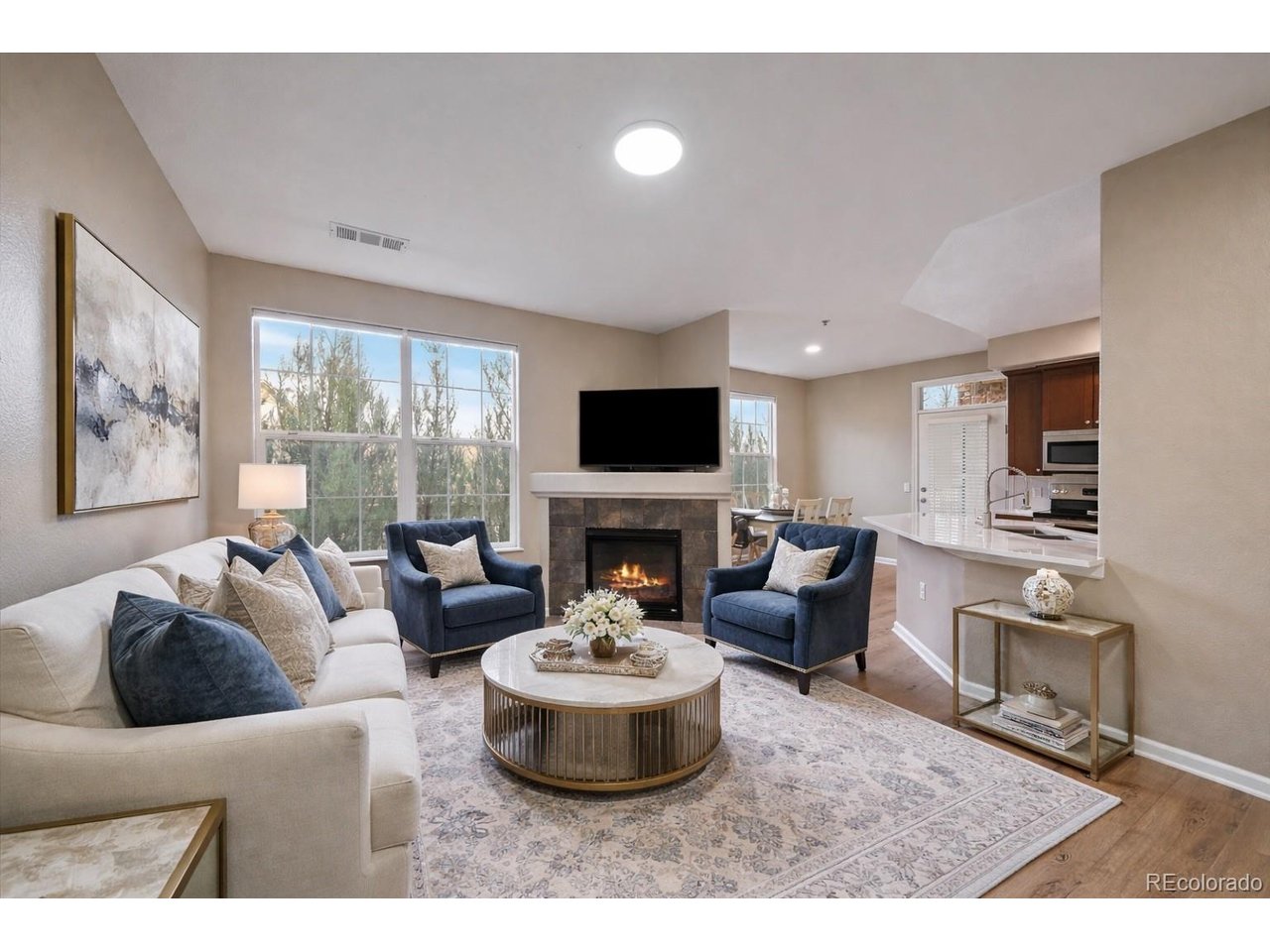 18611 Stroh Road, Unit 102 Parker, CO 80134 - Photo 4 of 23 Elegant living room (virtual staged)