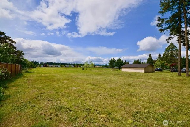 a view of a backyard with wooden floor
