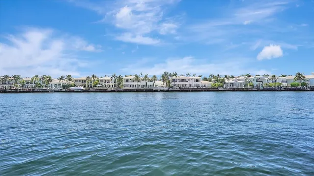 a view of a lake with city