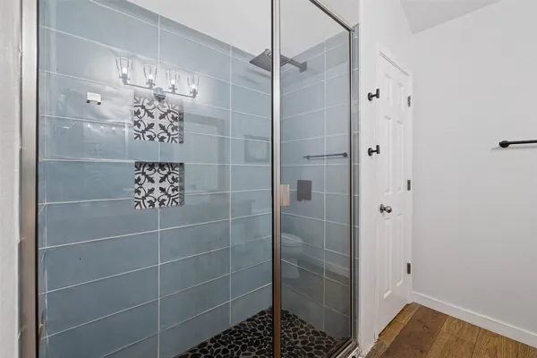 a bathroom with a shower