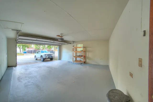 a view of car parked in garage