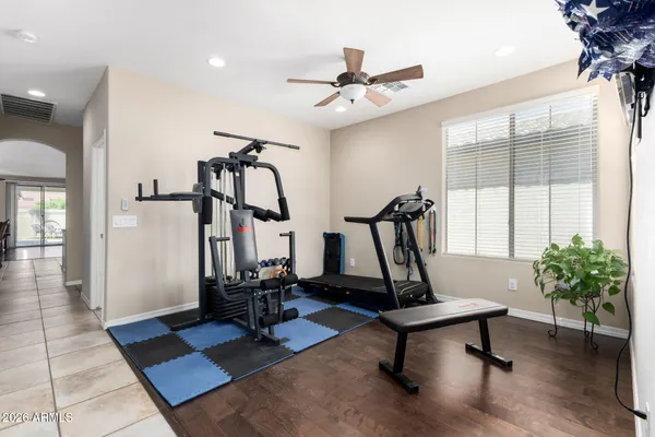 a view of a room with gym equipment