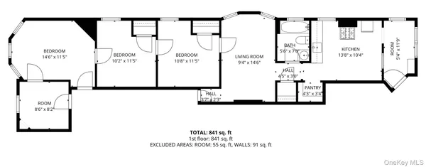 a picture of a room with a white wall and a painting