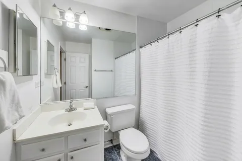 a bathroom with a toilet a sink and a mirror