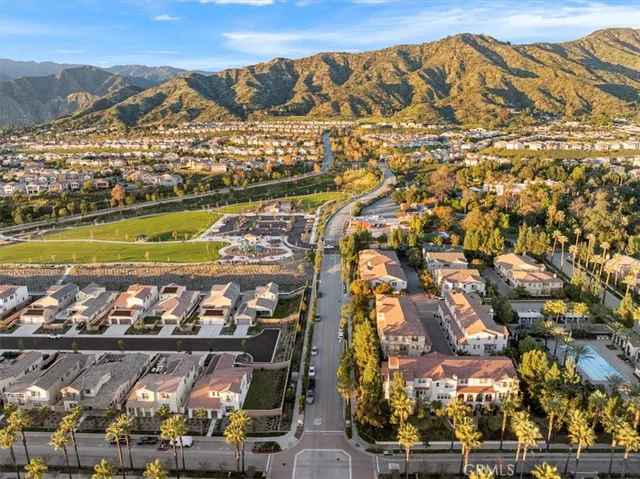 a view of a water fountain and an outdoor space