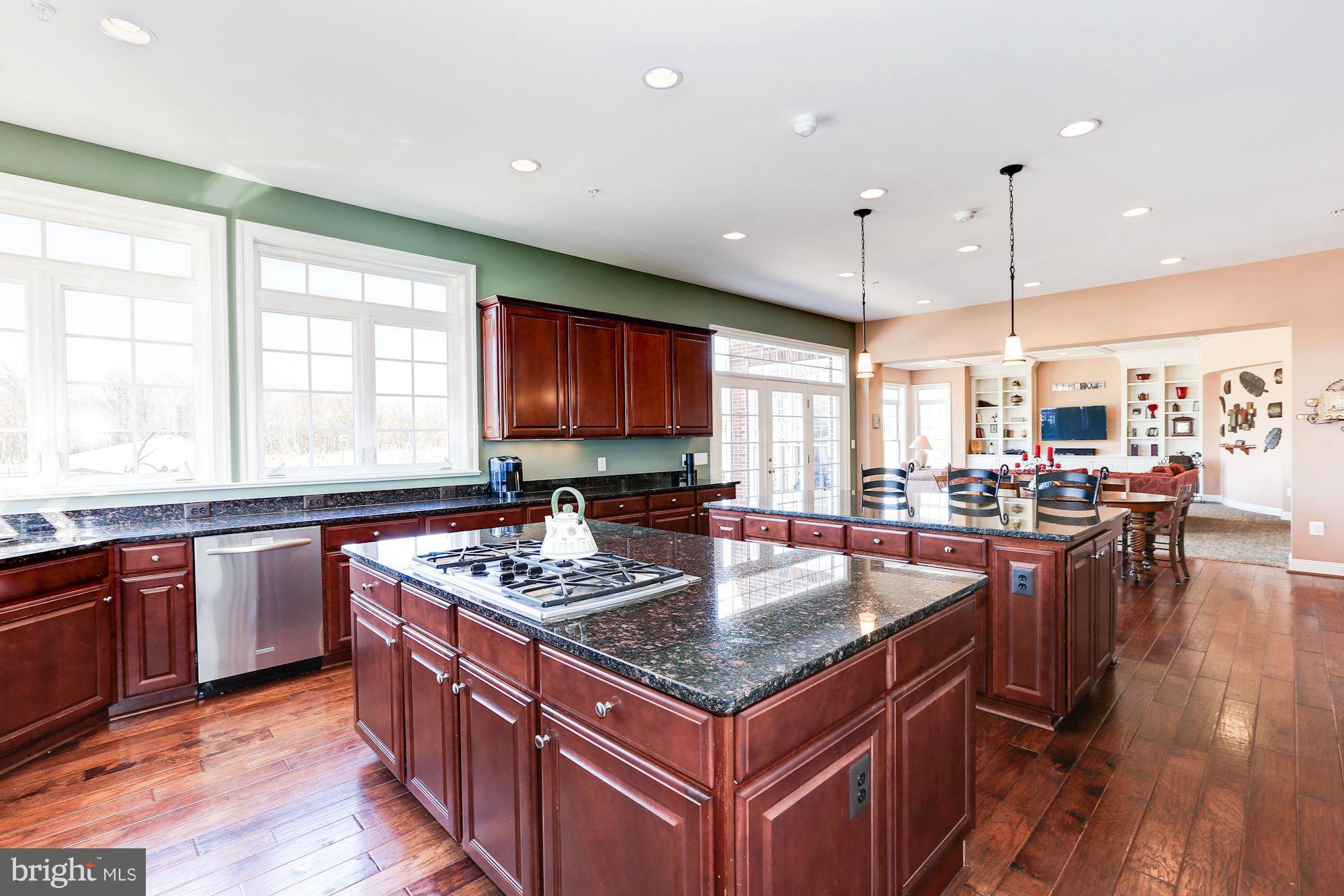 15520 Mount Nebo Road Poolesville, MD 20837 - Photo 11 of 30 a kitchen with stainless steel appliances granite countertop a stove a sink dishwasher and a open refrigerator with wooden floor