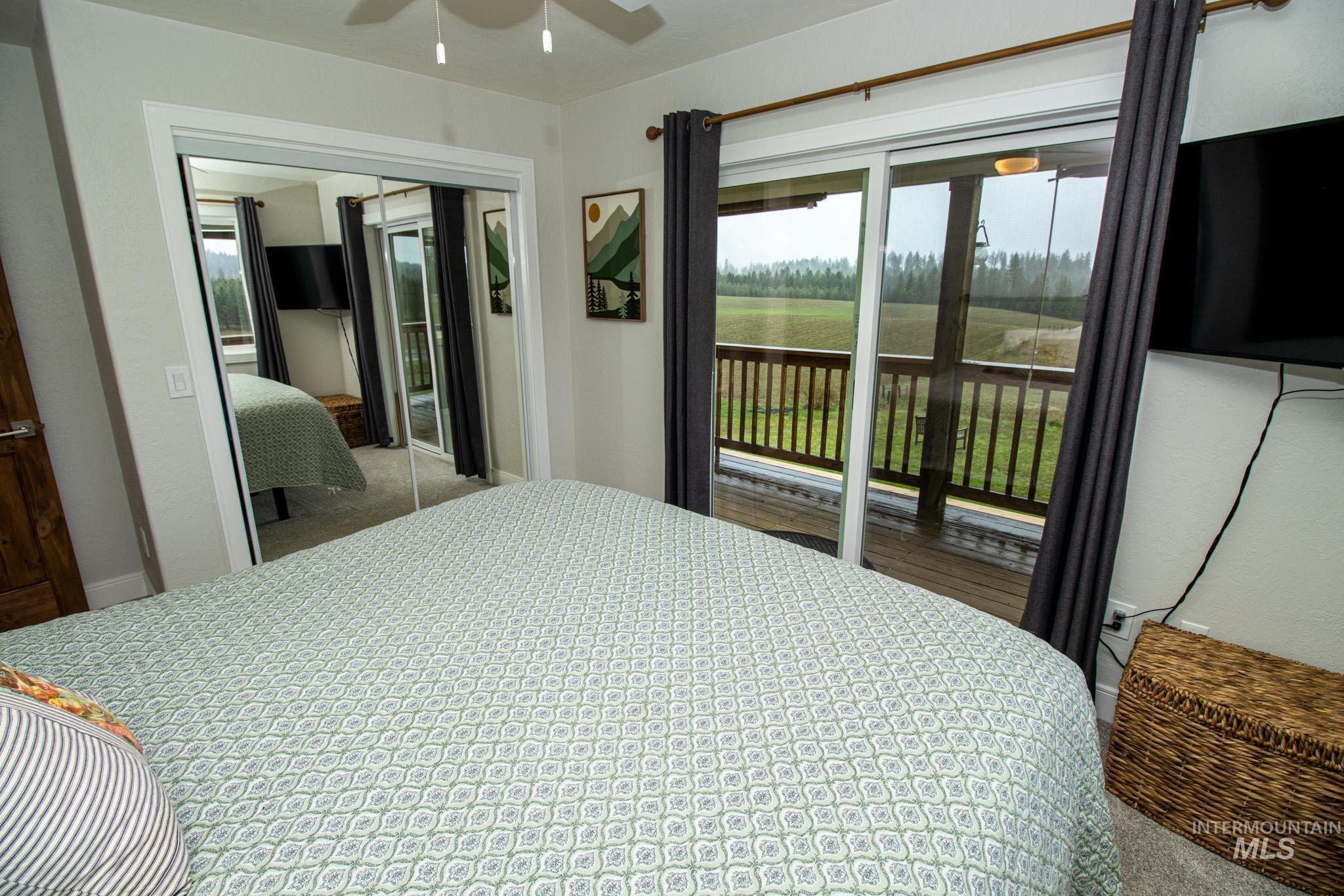 5404 Freeman Creek Road Lenore, ID 83541 - Photo 29 of 50 Bedroom featuring access to outside, a closet, and a ceiling fan