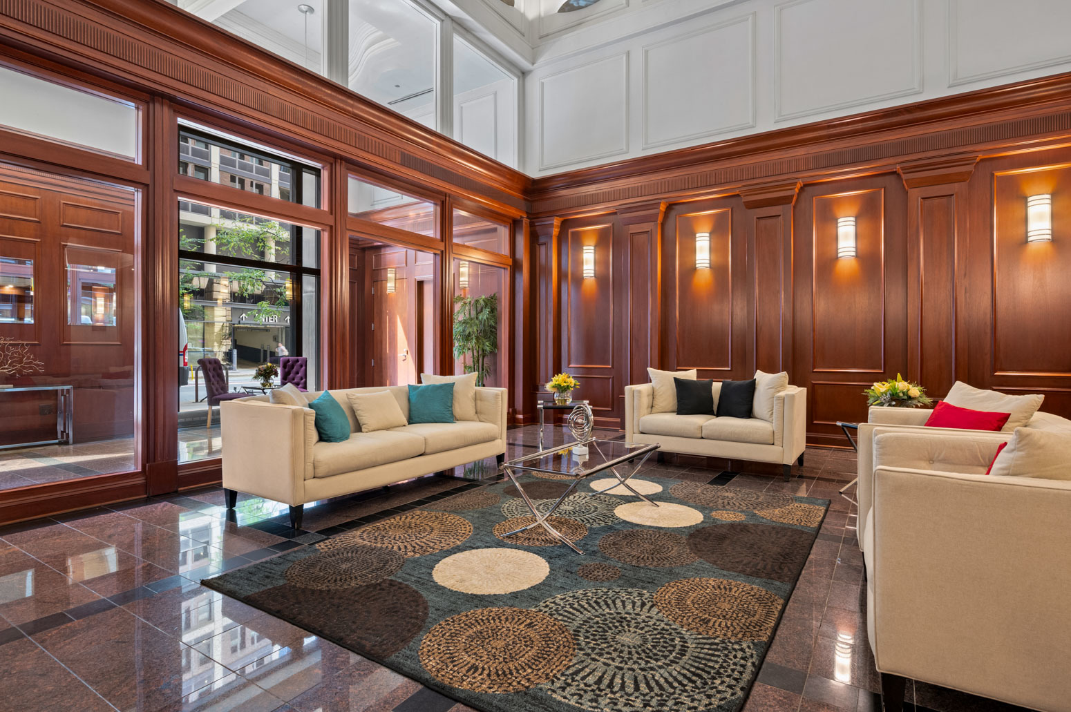 212 West Washington Street, Unit 1807 Chicago, IL 60606 - Photo 19 of 24 a living room with furniture and a floor to ceiling window
