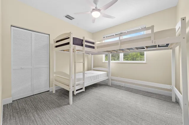 an empty room with wooden door