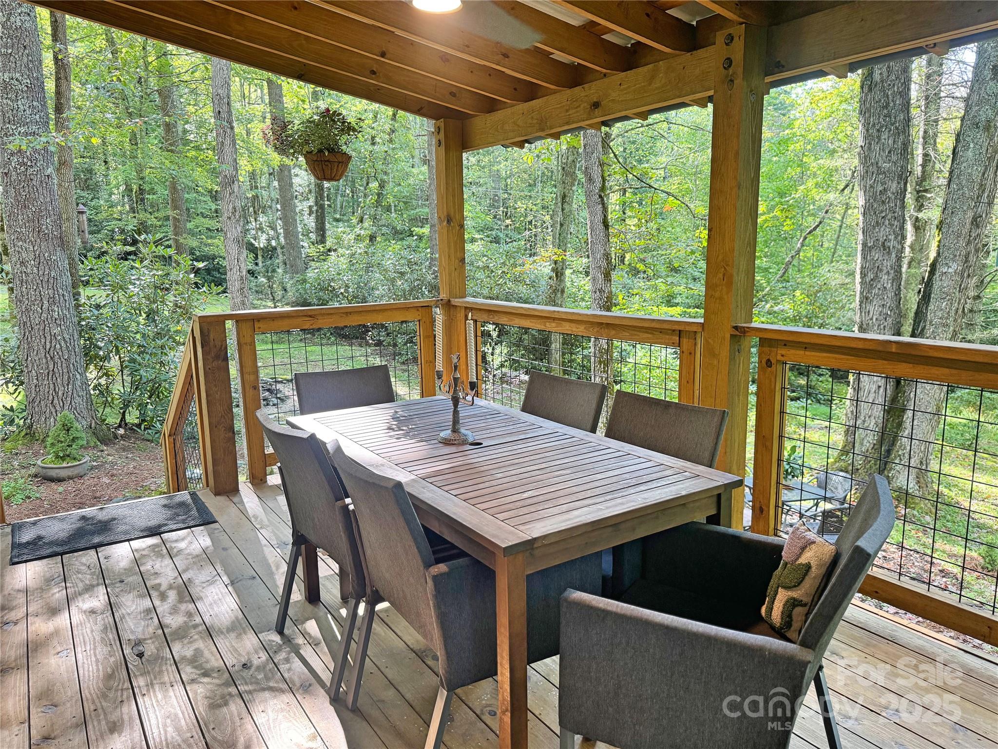 6622 Gingercake Road Newland, NC 28657 - Photo 33 of 48 a view of an outside dining space with a table and chairs