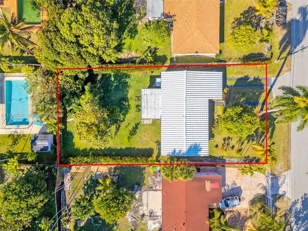 an aerial view of a house