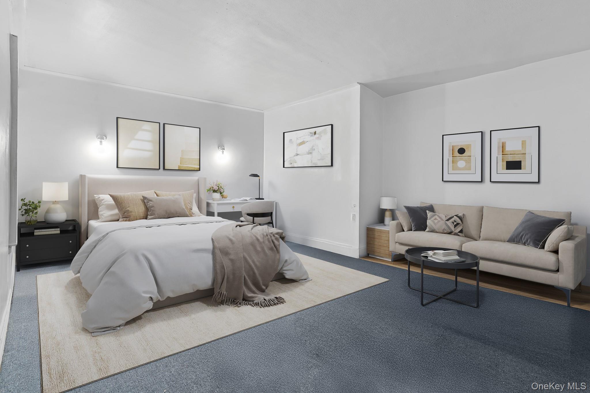 Bedroom with carpet flooring and baseboards
