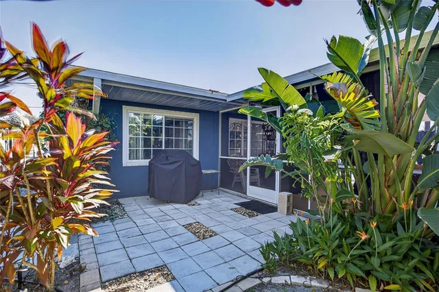 a house with a plant in front of it